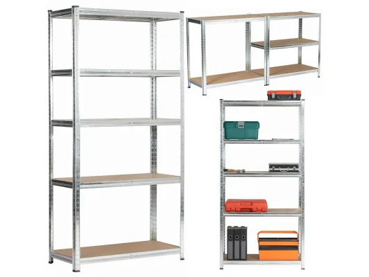 REGAŁ METALOWY 90x40x180 SREBRNY