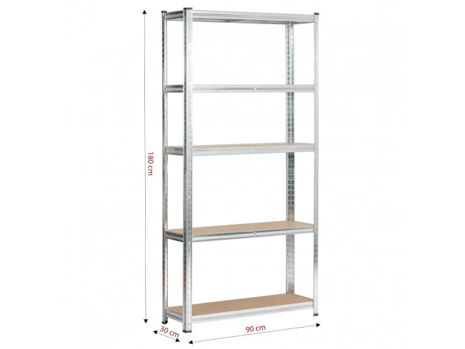 REGAŁ METALOWY 90x30x180 SREBRNY
