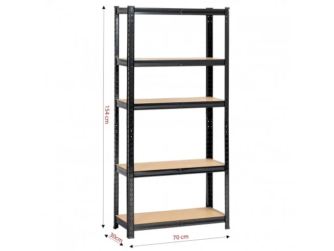 REGAŁ METALOWY 70x30x154 CZARNY