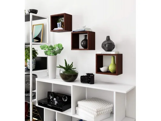 PÓŁKA ŚCIENNA K 25x25cm KOMPLET 3szt WENGE