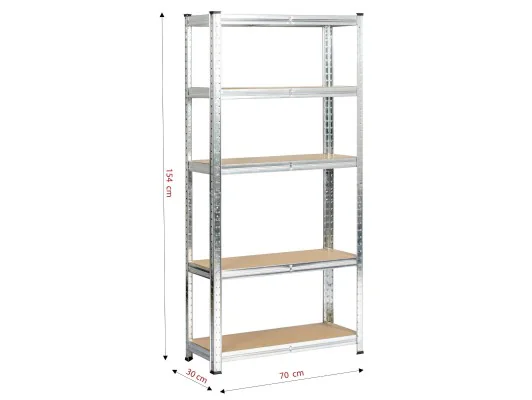 REGAŁ METALOWY 70x30x154 SREBRNY