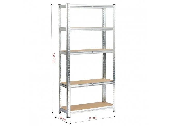REGAŁ METALOWY 70x30x154 SREBRNY