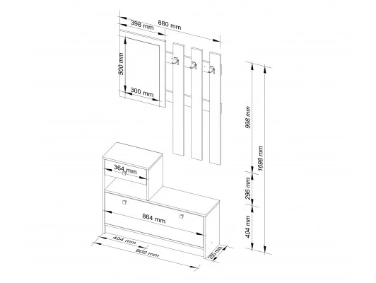 ZESTAW MEBLI NA PRZEDPOKÓJ BIAŁY