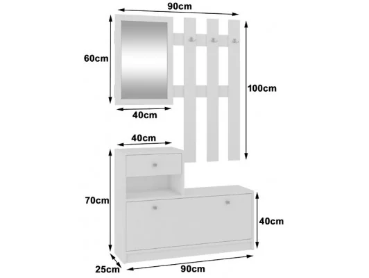 ZESTAW MEBLI NA PRZEDPOKÓJ BIAŁY