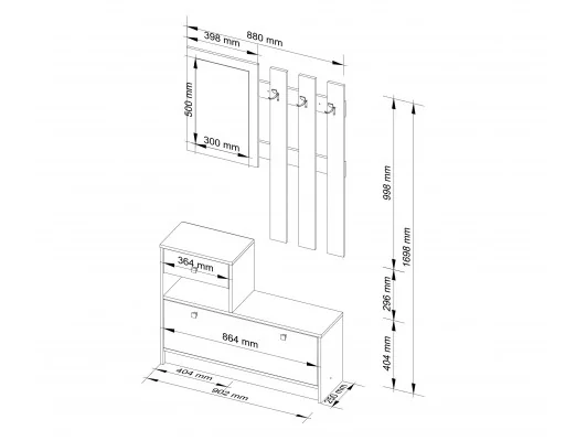 Zestaw Mebli Na Przedpokój Dąb Sonoma