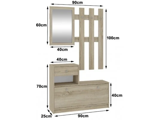 Zestaw Mebli Na Przedpokój Dąb Sonoma