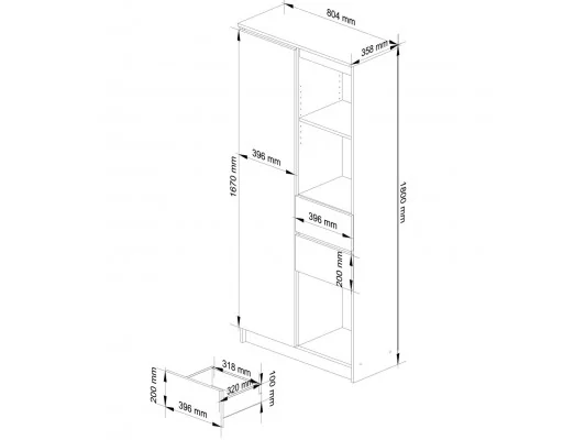 Regał R15 R80 1D 2Sz Clp Pk Sonoma