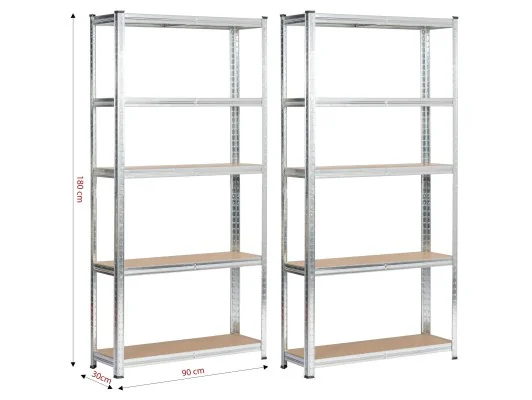 Zobacz 2X Regał Metalowy 90X30X180 Srebrny 2X Regał Metalowy 90X30X180 Srebrny