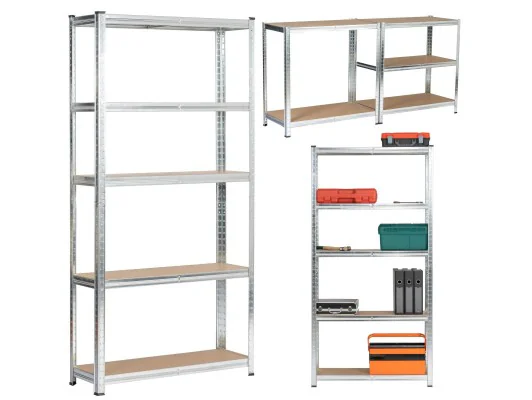 2X Regał Metalowy 90X30X180 Srebrny