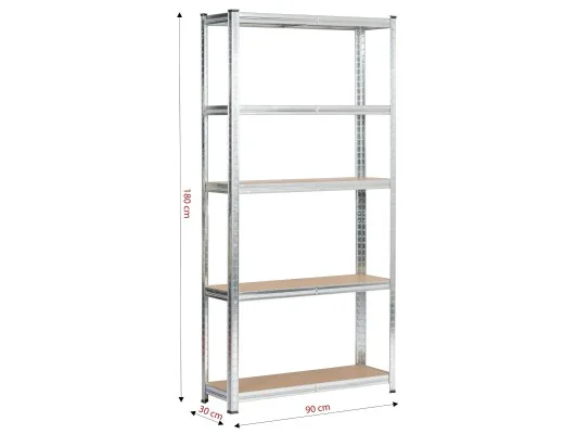 Regał Metalowy 90X30X180 Srebrny