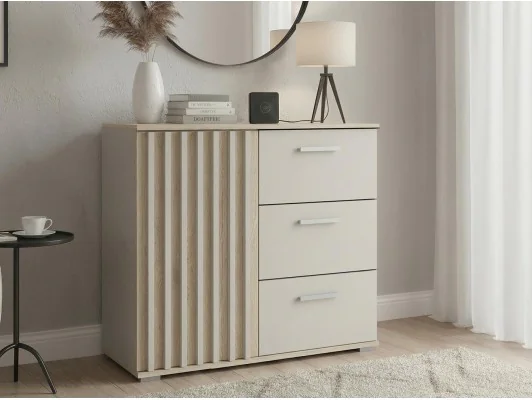 Komoda Montana 80 z szufladami – kaszmir + dąb cremona, nowoczesna i pojemna