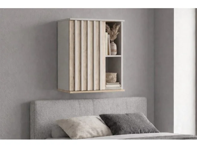 Wieszana szafka Montana 60 1D do sypialni i salonu kaszmir / dąb cremona loft lamele