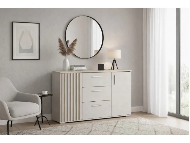 Komoda Montana 140 2D3SZ do sypialni i salonu kaszmir / dąb cremona loft lamele