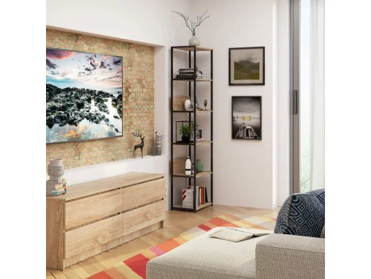 Regał Industrialny 500 Czarny/dąb Sonoma