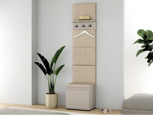 Szafka na buty siedzisko wieszak panele Nevada 50 Kaszmir, panele tapicerowane beżowe