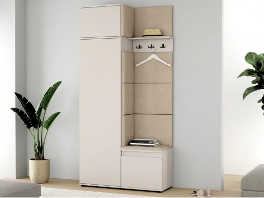 Garderoba szafa z nadstawką panele NEVADA 104 Kaszmir Panele tapicerowane beżowe