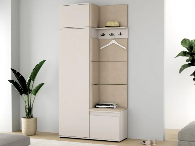 Garderoba szafa z nadstawką panele NEVADA 104 Kaszmir Panele tapicerowane beżowe