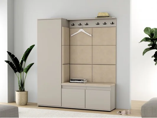 Garderoba przedpokój szafa panele NEVADA 154 Kaszmir, panele tapicerowane beżowe