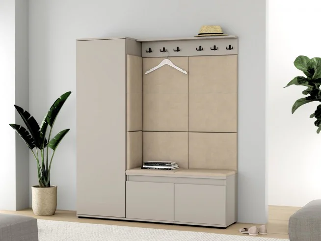 Garderoba przedpokój szafa panele NEVADA 154 Kaszmir, panele tapicerowane beżowe