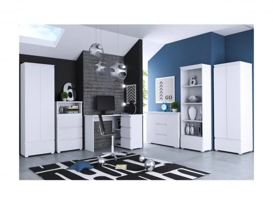 Funkcjonalny tani zestaw mebli do pokoju młodzieżowego NEO 02 biały