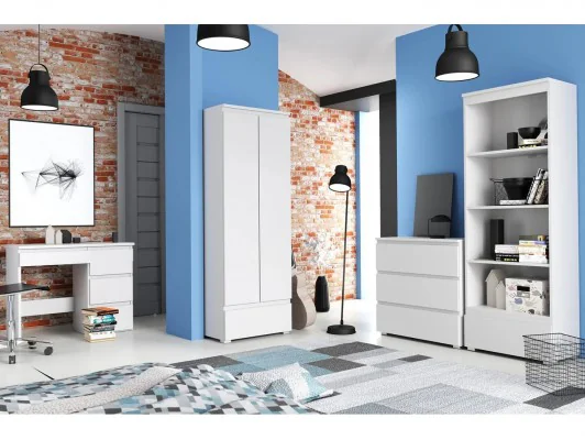 Funkcjonalny tani zestaw mebli do pokoju młodzieżowego NEO 03 biały