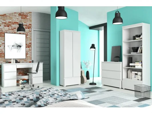 Funkcjonalny tani zestaw mebli do pokoju młodzieżowego NEO 05 biały