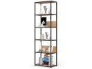 Regał Loftowy Metalowy 60 Cm - Czarny-Dąb Craft - 6 Półek