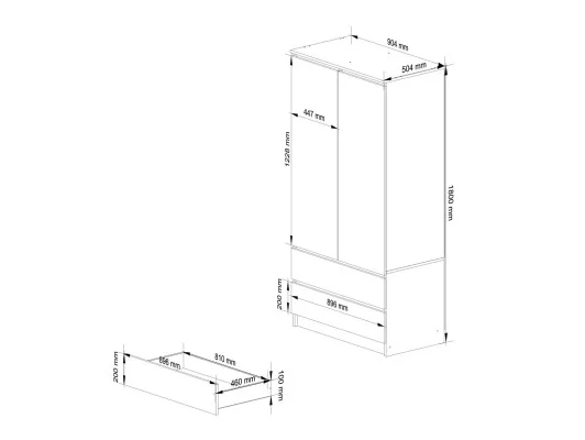 Szafa S90 2D 2Sz Clp Pk Kaszmir