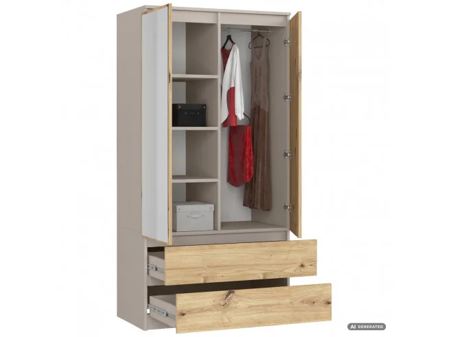 Szafa S90 2D 2Sz Clp Pk Lustro Kaszmir / Dąb Artisan