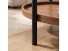 Stolik Kawowy Loftowy Cortado 90 Cm Owalny Z Półką Orzech Czarne Nogi