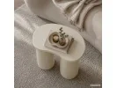 Stolik Kawowy Nowoczesny Cube 41 Cm Kremowy Z Podwójną Cylindryczną Podstawą