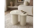 Stolik Kawowy Nowoczesny Cube 41 Cm Kremowy Z Podwójną Cylindryczną Podstawą