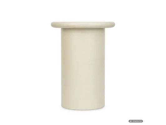 Stolik Kawowy Okrągły Mono 30 Cm Kremowy Na Cylindrycznej Podstawie