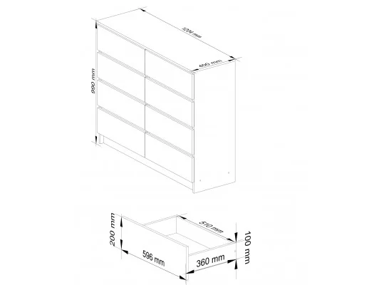 Komoda K120 8Sz Clp Pk Kaszmir