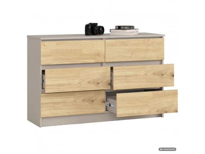 Komoda K120 6Sz Clp Pk Kaszmir / Dąb Artisan