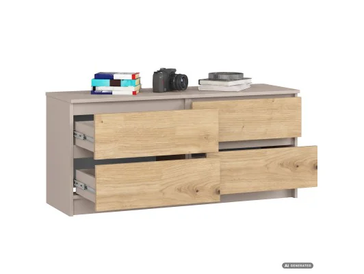 Komoda K120 4Sz Clp Pk Kaszmir / Dąb Artisan