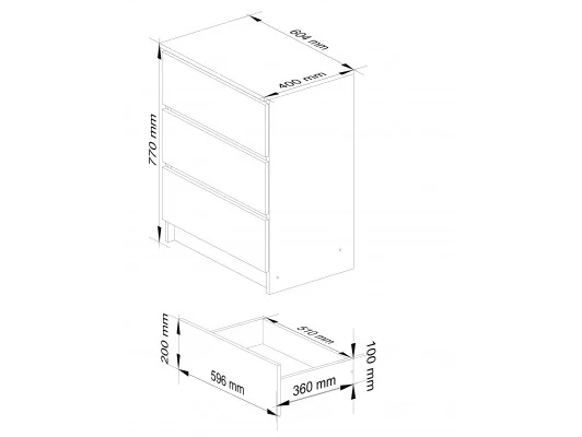 Komoda K60 3Sz Clp Pk Kaszmir