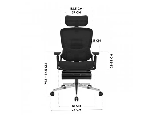 Fotel Ergonomiczny Z Podnóżkiem Expert 9.3 Black