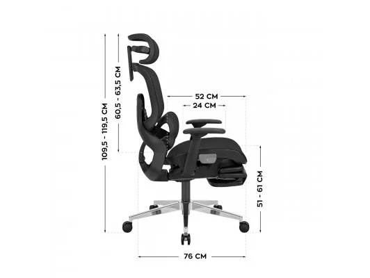 Fotel Ergonomiczny Z Podnóżkiem Expert 9.3 Black