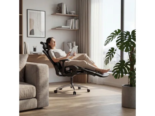 Fotel Ergonomiczny Z Podnóżkiem Expert 9.3 Black