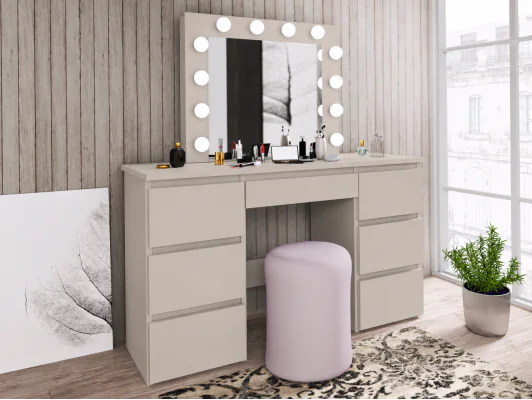 Toaletka kosmetyczna Beta 4 z lustrem i oświetleniem LED 12 – stylowy mebel do makijażu kaszmir
