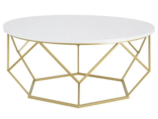 Zobacz Stolik kawowy Diament 90 Złoto-Biały w stylu skandynawskim Stolik kawowy Diament 90 Złoto-Biały w stylu skandynawskim