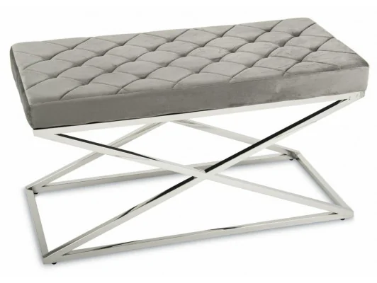 Zobacz Nowoczesna pikowana pufa Diamanto Srebrna Nowoczesna pikowana pufa Diamanto Srebrna