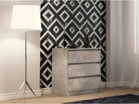 Zobacz Nowoczesna komoda do salonu Karo K3 biała, betonowa Nowoczesna komoda do salonu Karo K3 biała, betonowa