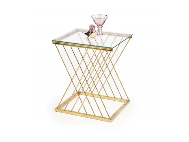 Designerski stolik kawowy szklany Mabule glamour Złoty
