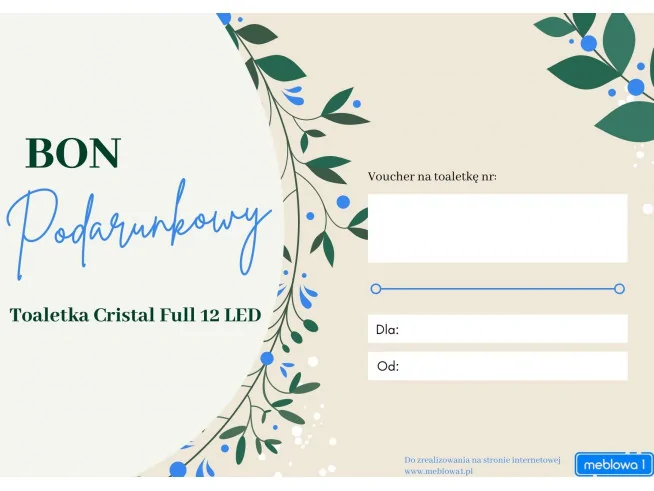Elektroniczny bon podarunkowy toaletka Cristal Full 12 Led