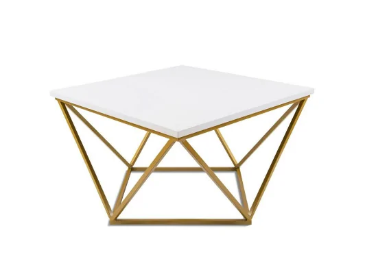 Zobacz Stolik kawowy Curved 60 cm Złoto-Biały Stolik kawowy Curved 60 cm Złoto-Biały