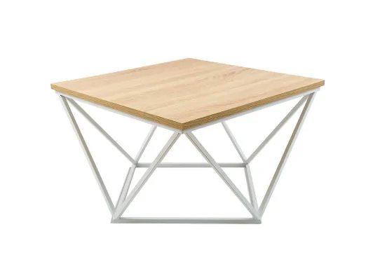 Zobacz Stolik kawowy Curved 60 cm Biały-Dąb Jasny Stolik kawowy Curved 60 cm Biały-Dąb Jasny