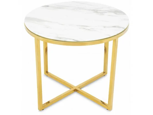 Zobacz Stolik kawowy Vertigo Złoto-Biały 60 cm Stolik kawowy Vertigo Złoto-Biały 60 cm