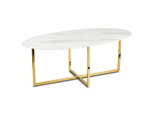 Zobacz Stolik kawowy Vertigo Złoto-Biały 120 cm Stolik kawowy Vertigo Złoto-Biały 120 cm